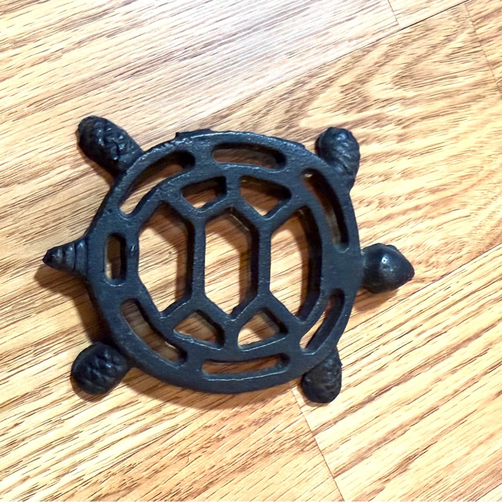 Vintage Black Cast Iron Turtle Trivet